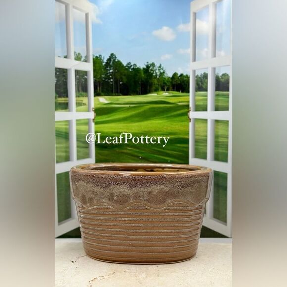 Butternut IceCream Brown Ceramic Planter Pot with drainage hole - Picture 6 of 11